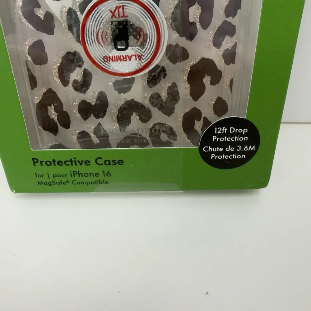 NIB Kate Spade iPhone 16 Pro Glitter Leopard Case